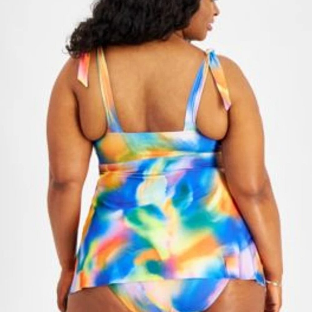 BECCA ETC Plus‎ Size Tankini Water Color Print NWT Sz 1X - Picture 3 of 11